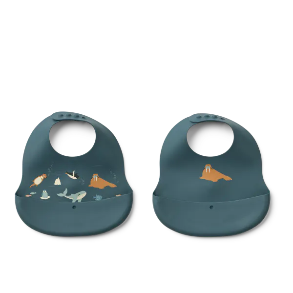 Hovedbilde Ember Printed Bib 2-pack. Smekke.Artic Sea/ ...