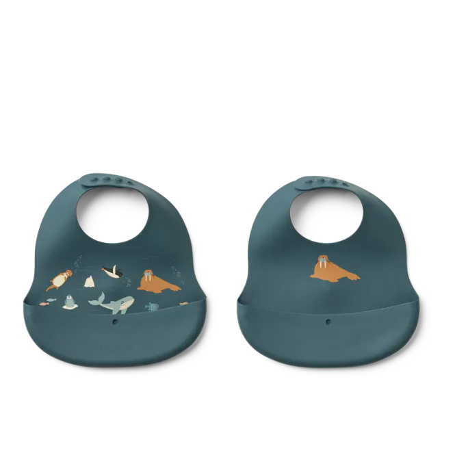 Hovedbilde Ember Printed Bib 2-pack. Smekke.Artic Sea/ ...