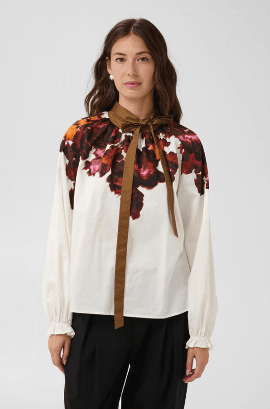 Culture CUJULISSA BLOUSE - GARDENIA WITH PINK/BROWN - White