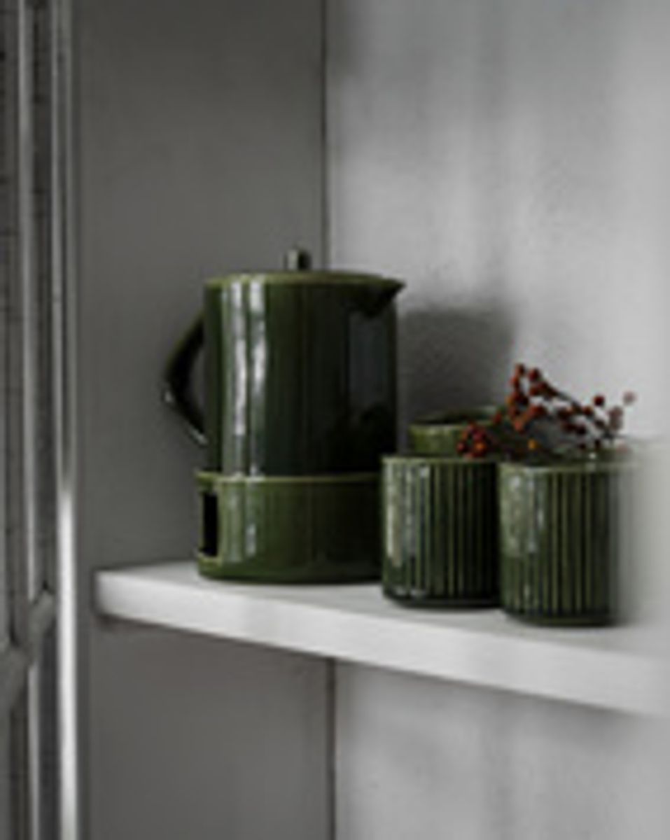 Mugg utan öra d7 h8 cm grön räfflad/ Ernst