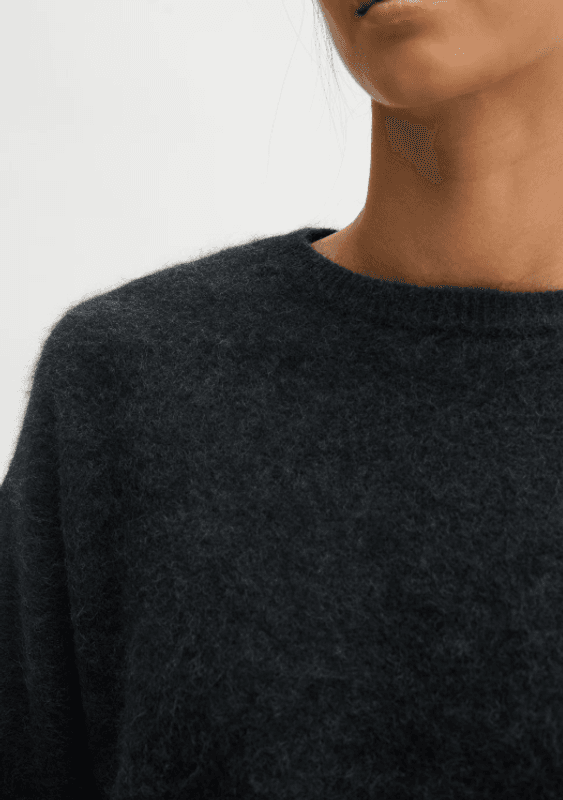 Marc O`Polo Cozy, loose-fitting sweater - Coal Grey Melange
