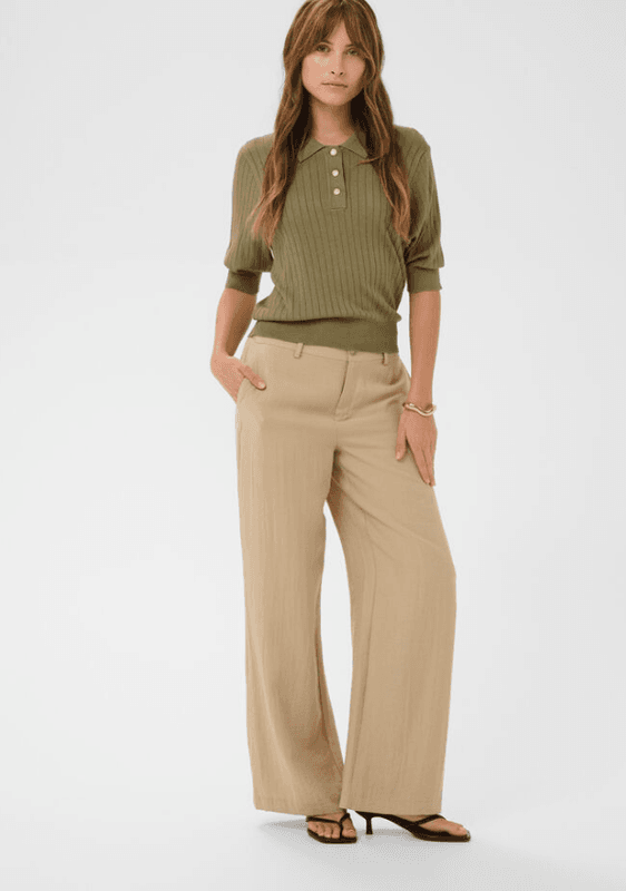 Culture CUsophi Annemette SS Polo - Dusky Green
