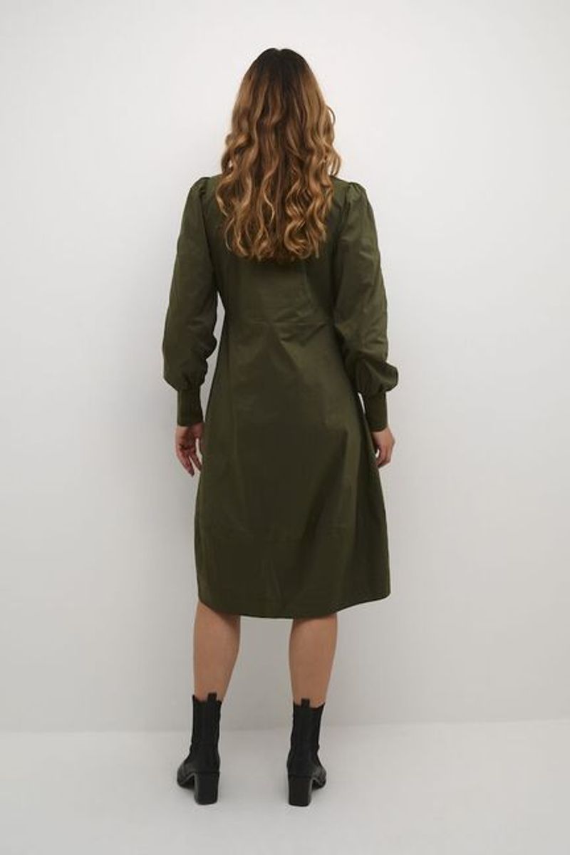 CUantoinett Rib Dress Burnt Olive - Green  - Red/ Culture