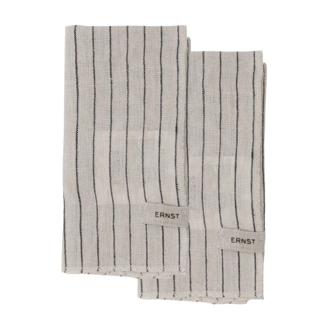 Hovedbilde Tøyserviett 2-pk.natur/svart rand. ERNST