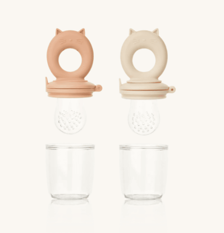 Liewood Miranda Cat Shape Food Feeder 2-Pack - Tuscany rose / Apple blossom