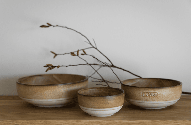 Ernst Skål d8 h4 cm - brun natur botten