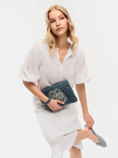 Hovedbilde Mim Straw Clutch Blue/ Ella&il