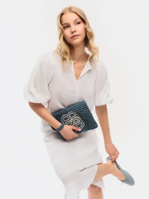 Hovedbilde Mim Straw Clutch Blue/ Ella&il