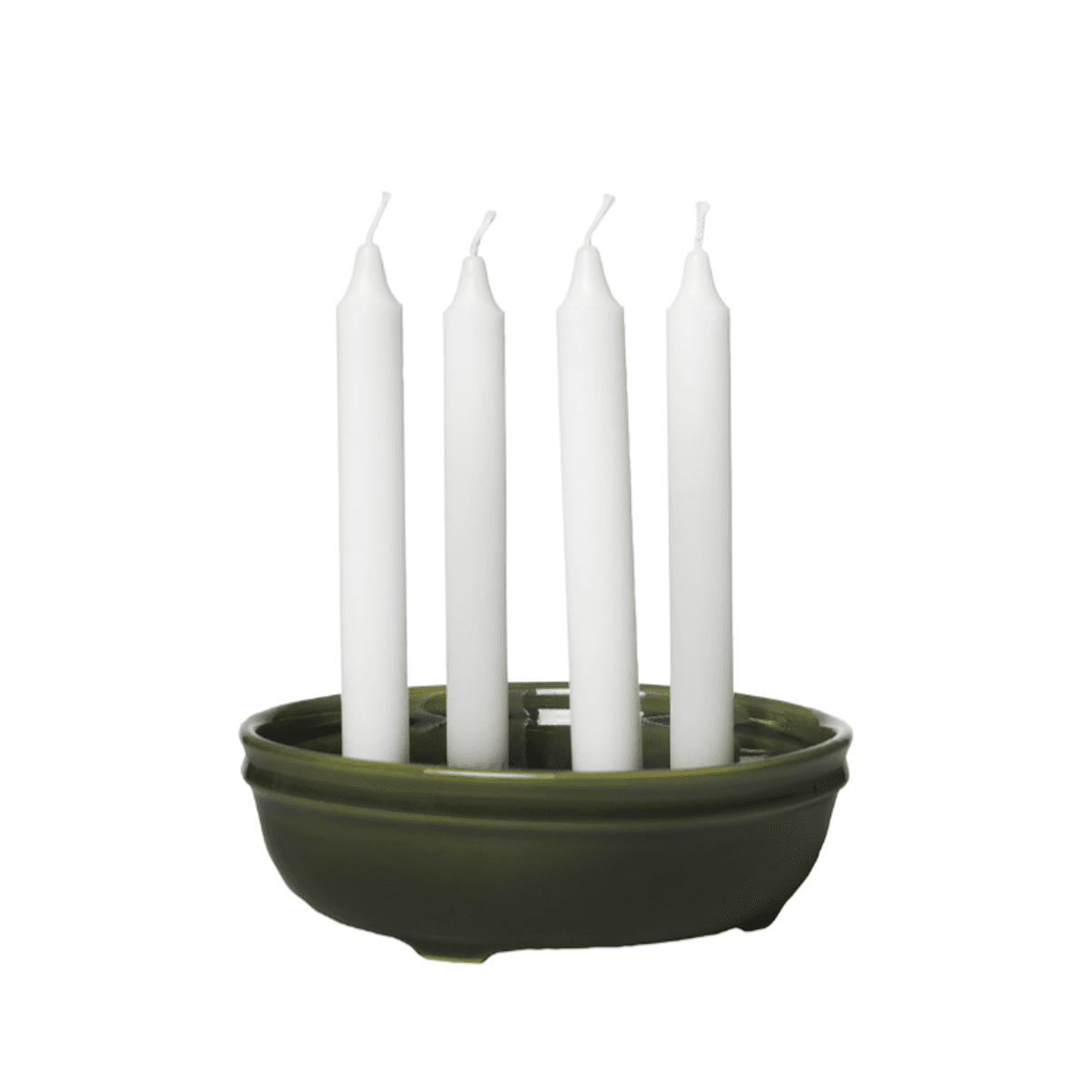 Ljusskål 4 ljus glaserad mörkgrön/ Ernst