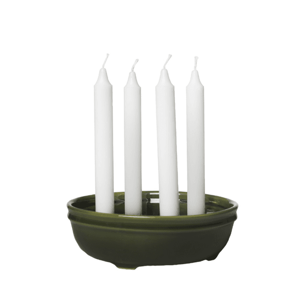 Hovedbilde Ljusskål 4 ljus glaserad mörkgrön/ Ernst