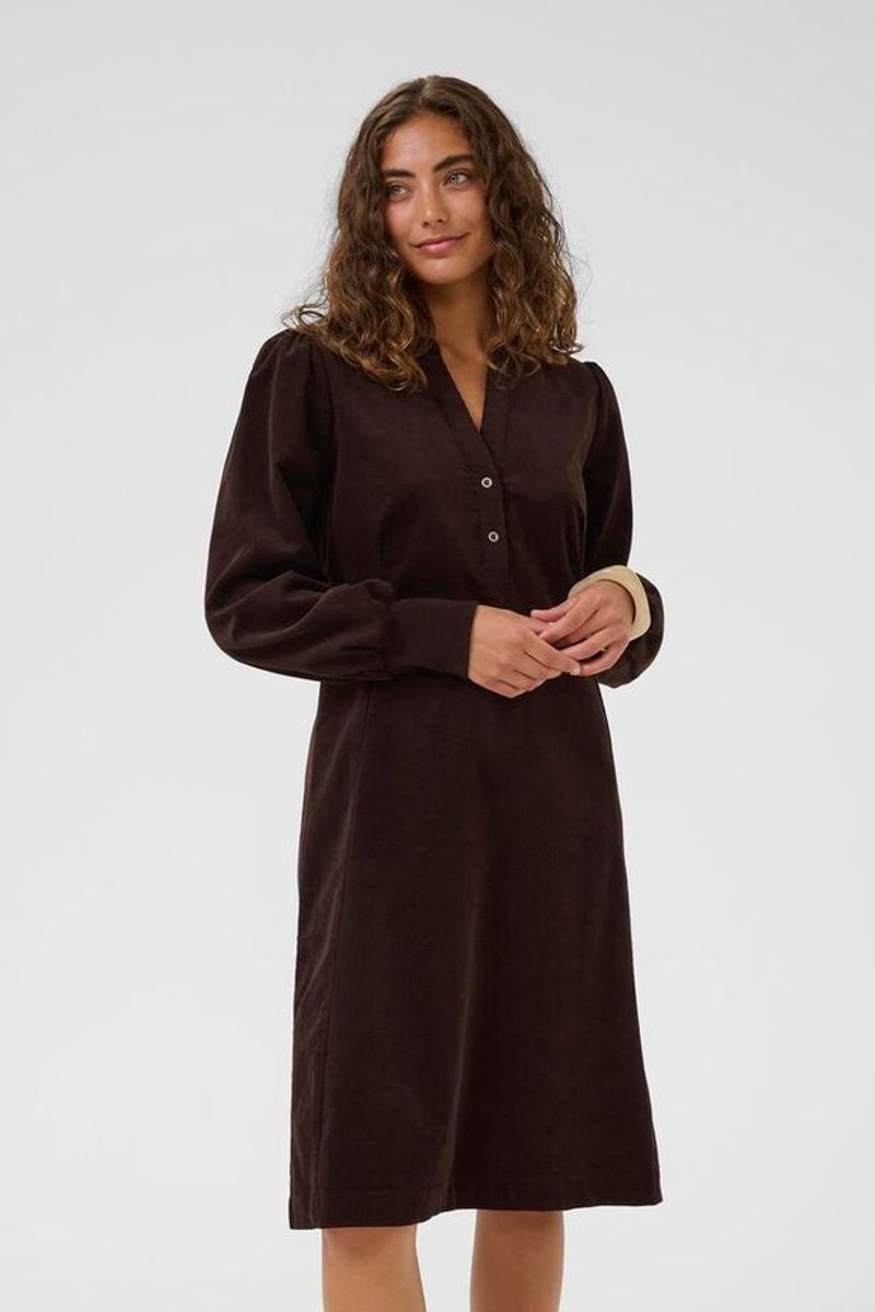 CUula Rhaena short Kordfløyelkjole Coffee Bean - Brown/ Culture