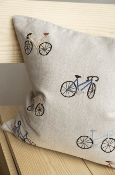 Hovedbilde BICYCLES EMBROIDERED CUSHION COVER/ Fine Little ...