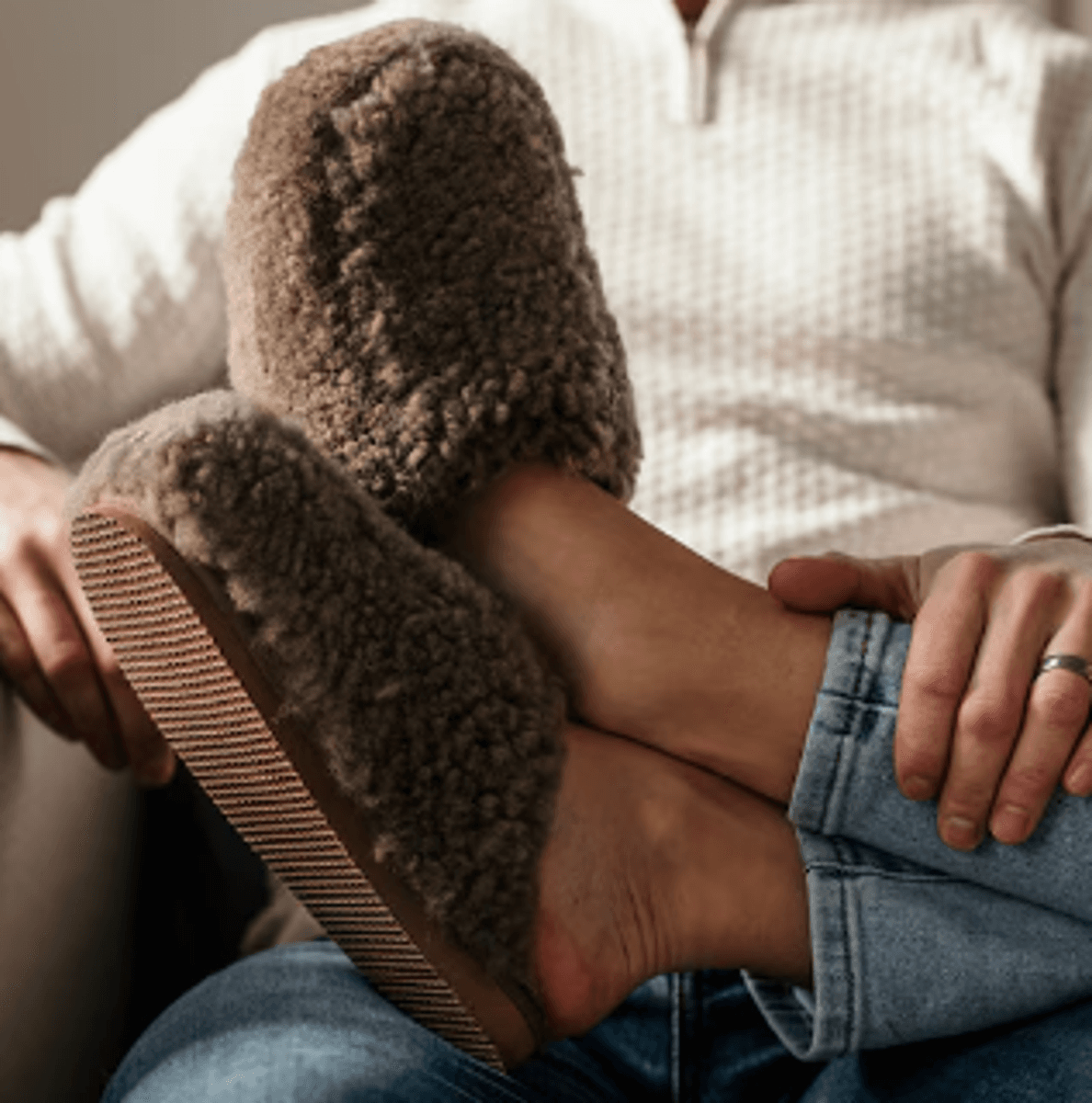 Jenny saueskinnstøfler Stone/ Shepherd