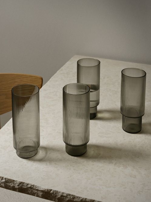 Hovedbilde Ripple Long Drink Glasses - Set of 4 - Smoked ...