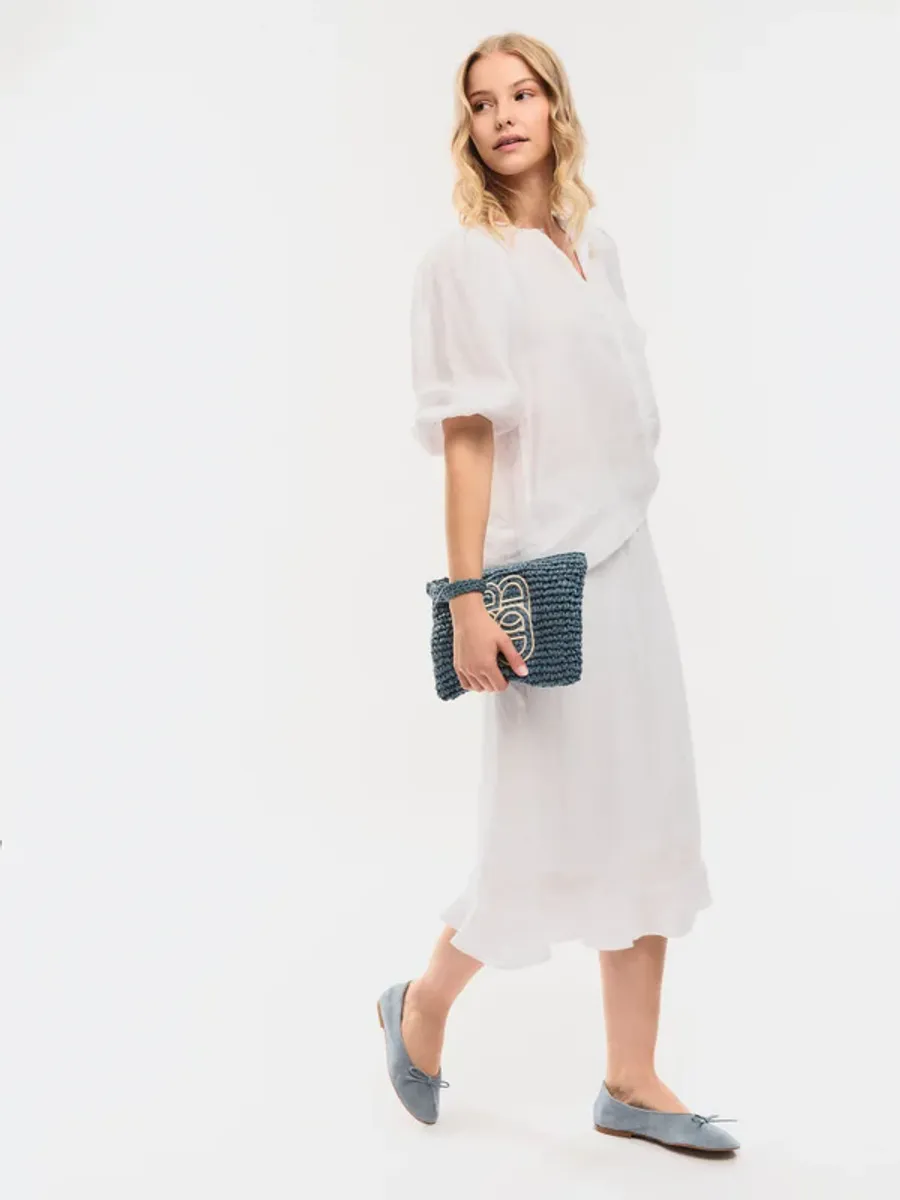 Mim Straw Clutch Blue/ Ella&il