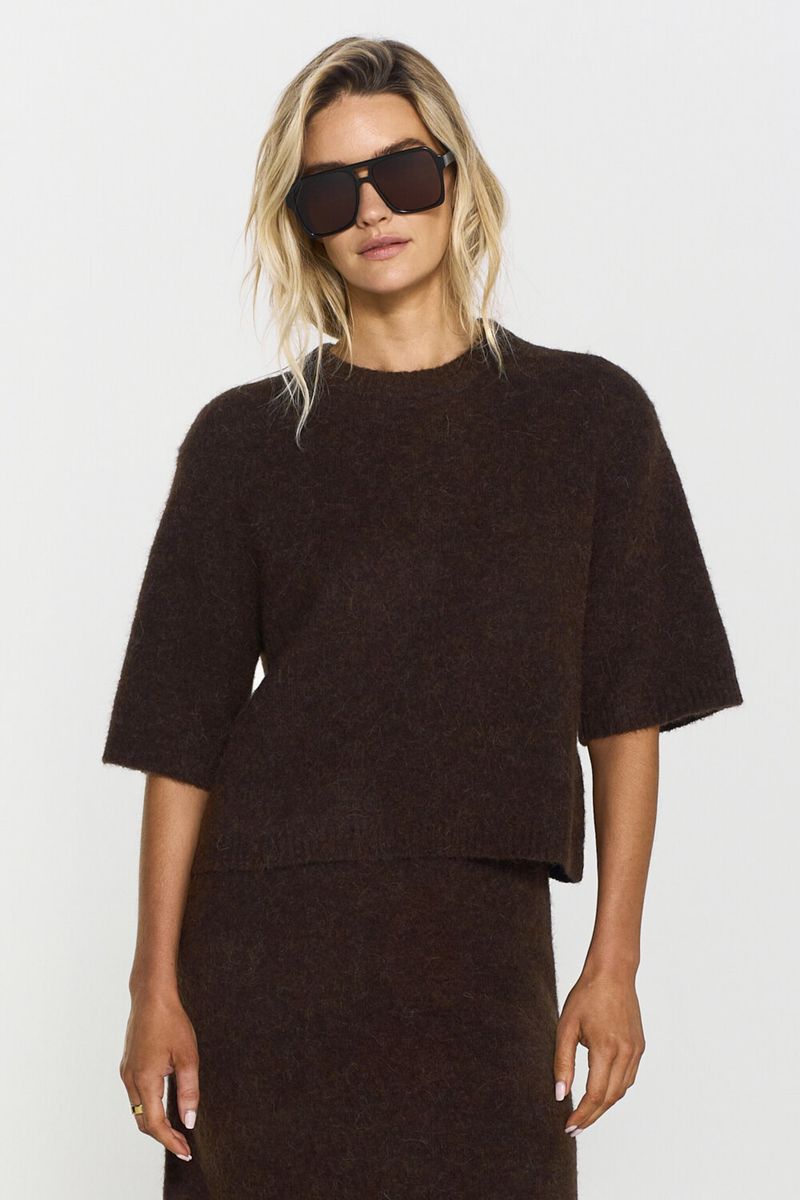 Madina Short Sleeve Knit Mocha Brown/ Twist&Tango