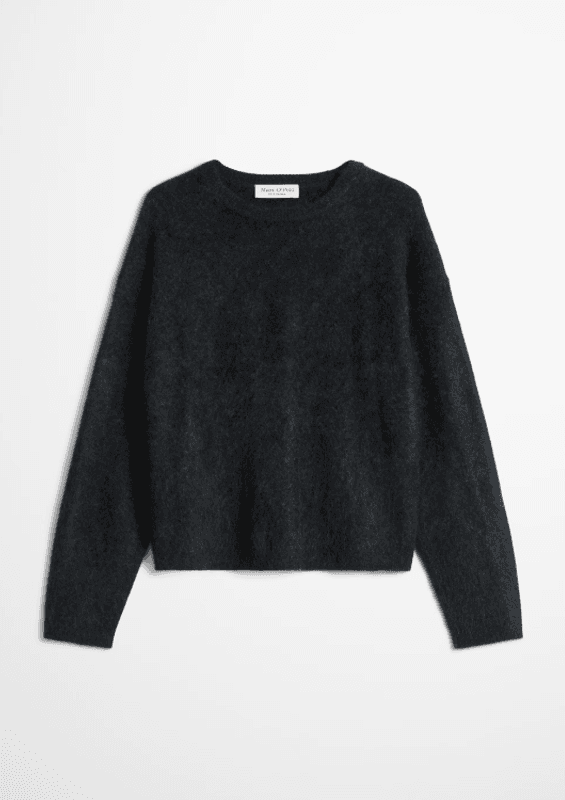 Marc O`Polo Cozy, loose-fitting sweater - Coal Grey Melange