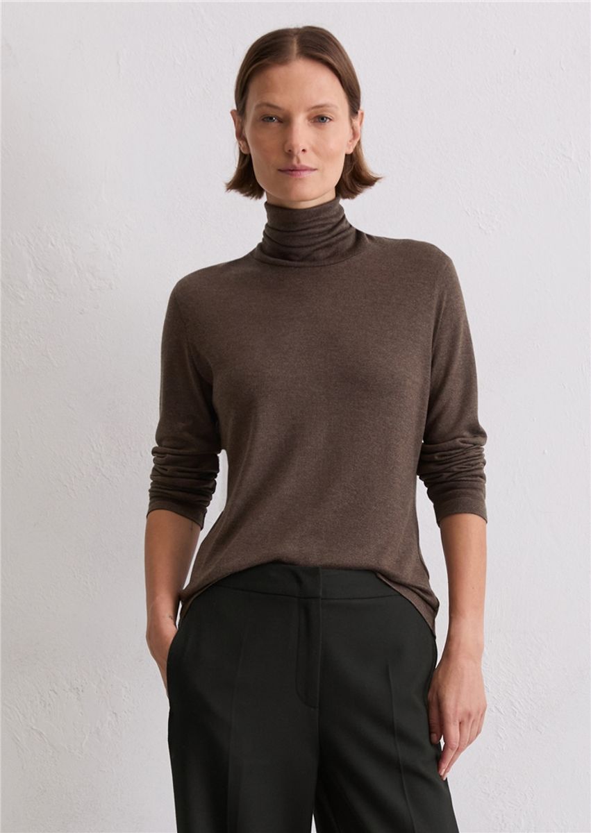 High neck long sleeve shaded brown melange/ Marc O`polo