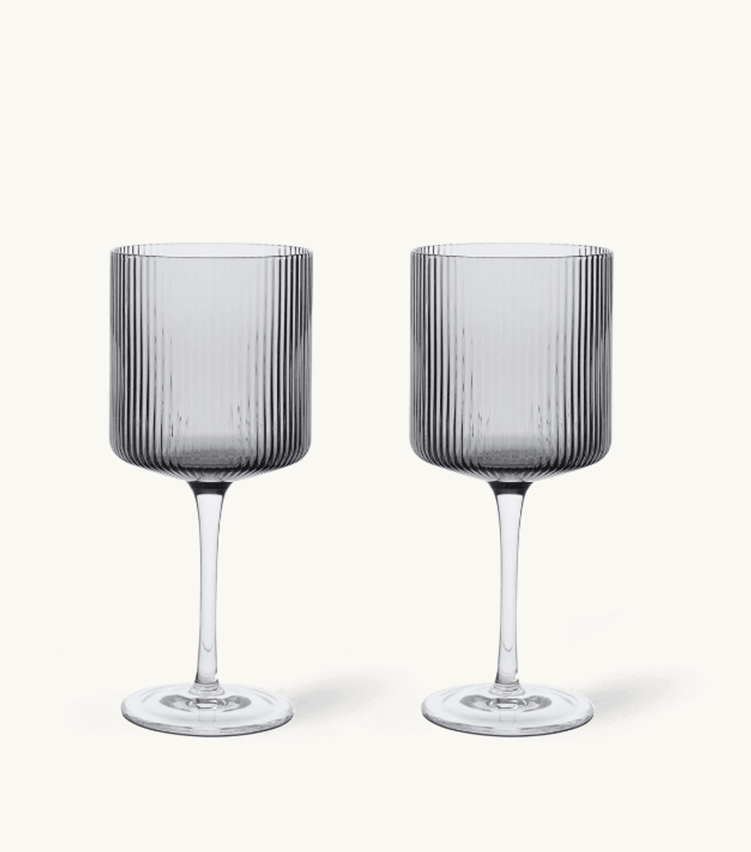 Ripple Red Wine Glasses - Set of 2 - Smoked Grey/ Ferm Living